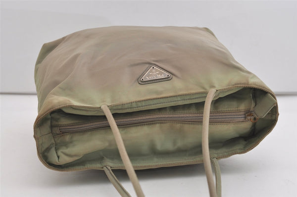 Authentic PRADA TESSUTO CITY Nylon Shoulder Tote Bag B7276 Light Green 4321J