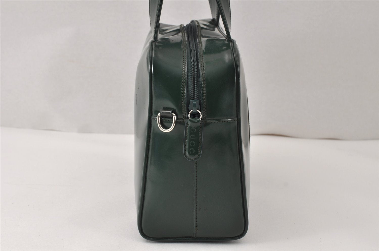 Authentic GUCCI Interlocking G 2Way Hand Bag Purse Enamel Green Junk 4321K