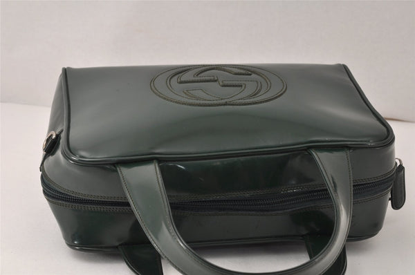 Authentic GUCCI Interlocking G 2Way Hand Bag Purse Enamel Green Junk 4321K