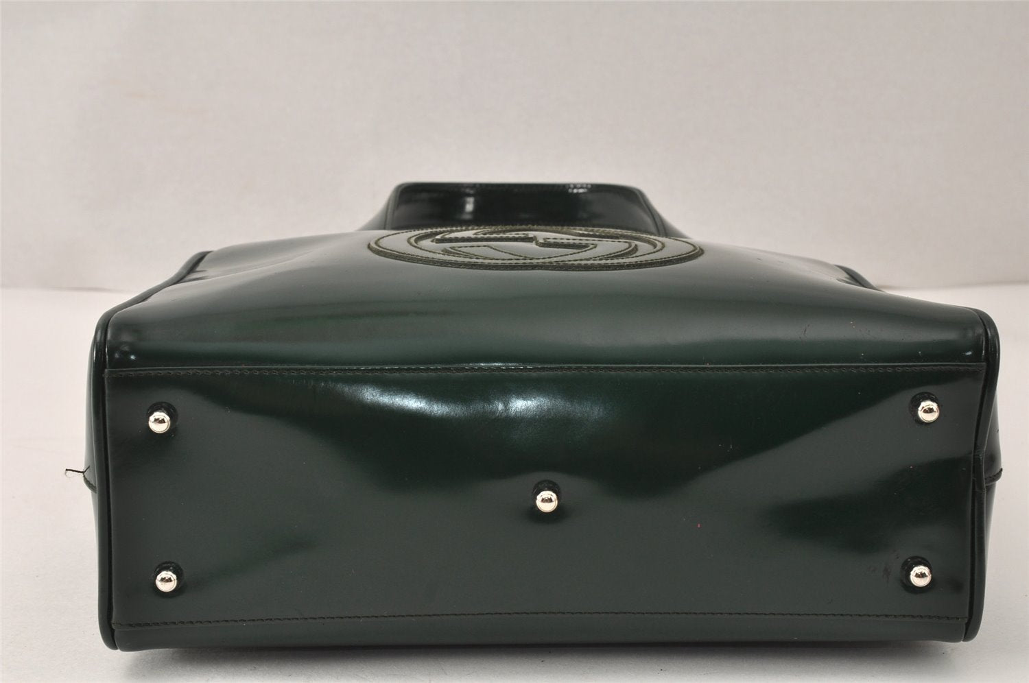Authentic GUCCI Interlocking G 2Way Hand Bag Purse Enamel Green Junk 4321K