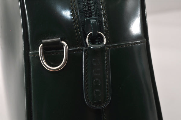 Authentic GUCCI Interlocking G 2Way Hand Bag Purse Enamel Green Junk 4321K
