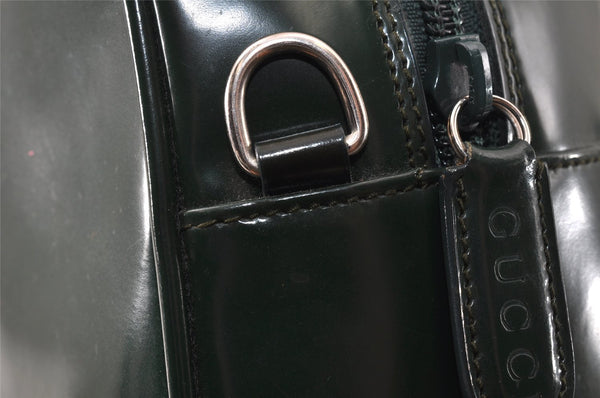 Authentic GUCCI Interlocking G 2Way Hand Bag Purse Enamel Green Junk 4321K