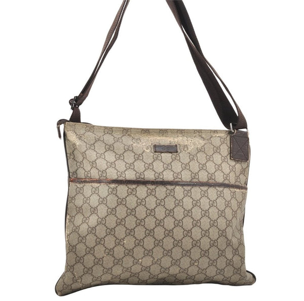 Authentic GUCCI Shoulder Cross Body Bag Purse GG PVC Leather 141198 Brown 4322K