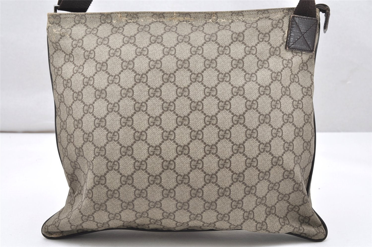 Authentic GUCCI Shoulder Cross Body Bag Purse GG PVC Leather 141198 Brown 4322K
