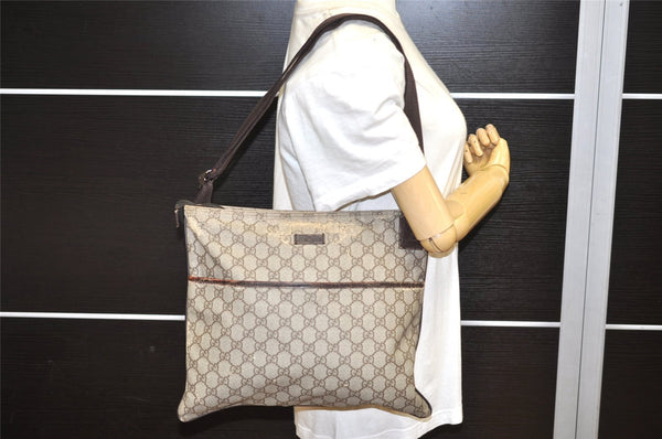 Authentic GUCCI Shoulder Cross Body Bag Purse GG PVC Leather 141198 Brown 4322K