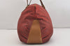 Authentic GUCCI Rigate Line Travel Boston Bag Cotton Leather Red Green 4323J