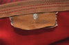 Authentic GUCCI Rigate Line Travel Boston Bag Cotton Leather Red Green 4323J