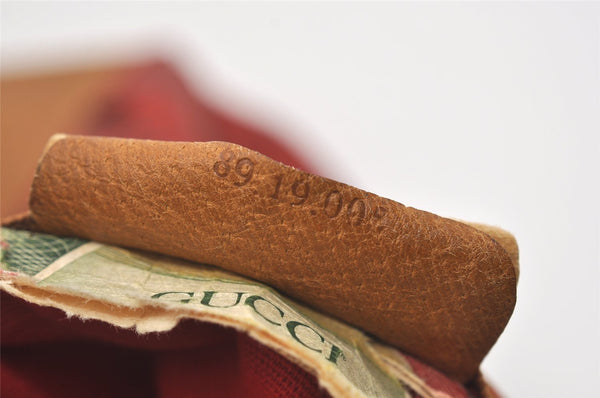 Authentic GUCCI Rigate Line Travel Boston Bag Cotton Leather Red Green 4323J