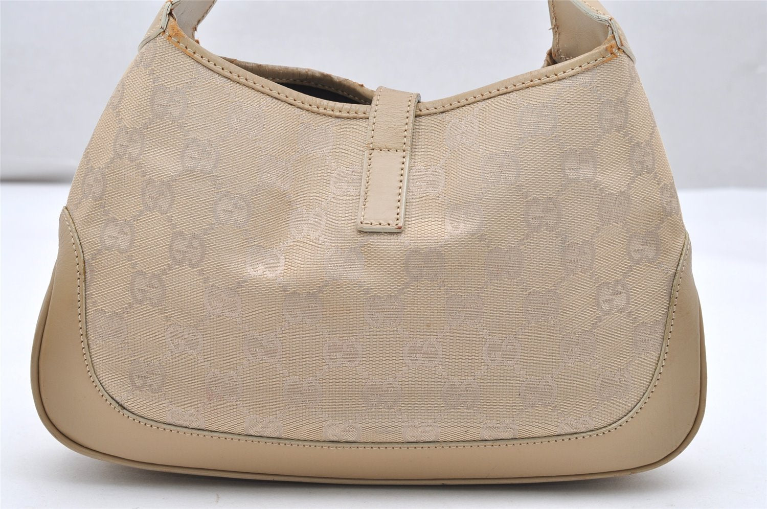 Authentic GUCCI Jackie Shoulder Bag GG Canvas Leather 0013735 Beige Junk 4323K