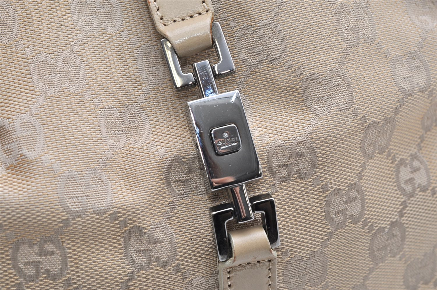 Authentic GUCCI Jackie Shoulder Bag GG Canvas Leather 0013735 Beige Junk 4323K