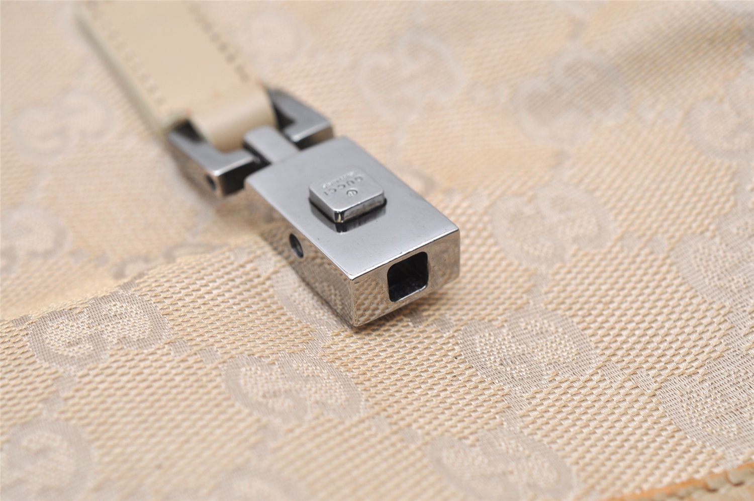 Authentic GUCCI Jackie Shoulder Bag GG Canvas Leather 0013735 Beige Junk 4323K