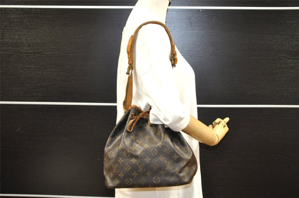 Authentic Louis Vuitton Monogram Petit Noe M42226 Shoulder Drawstring Bag 4324I