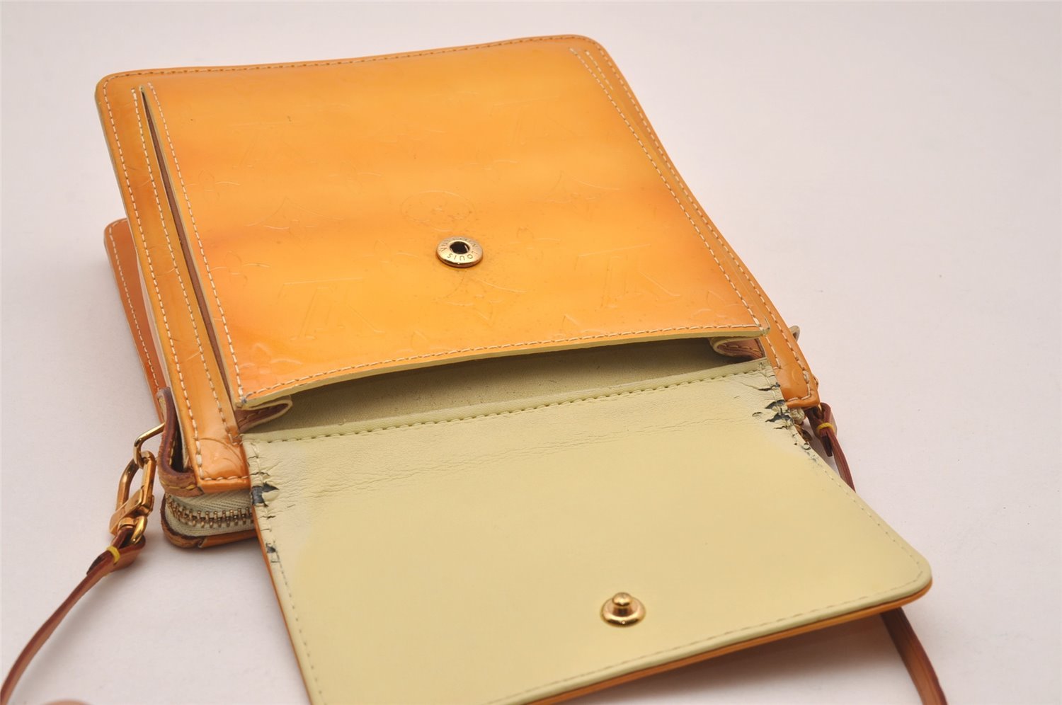 Auth Louis Vuitton Monogram Vernis Mott Shoulder Hand Bag Yellow M91059 LV 4325J