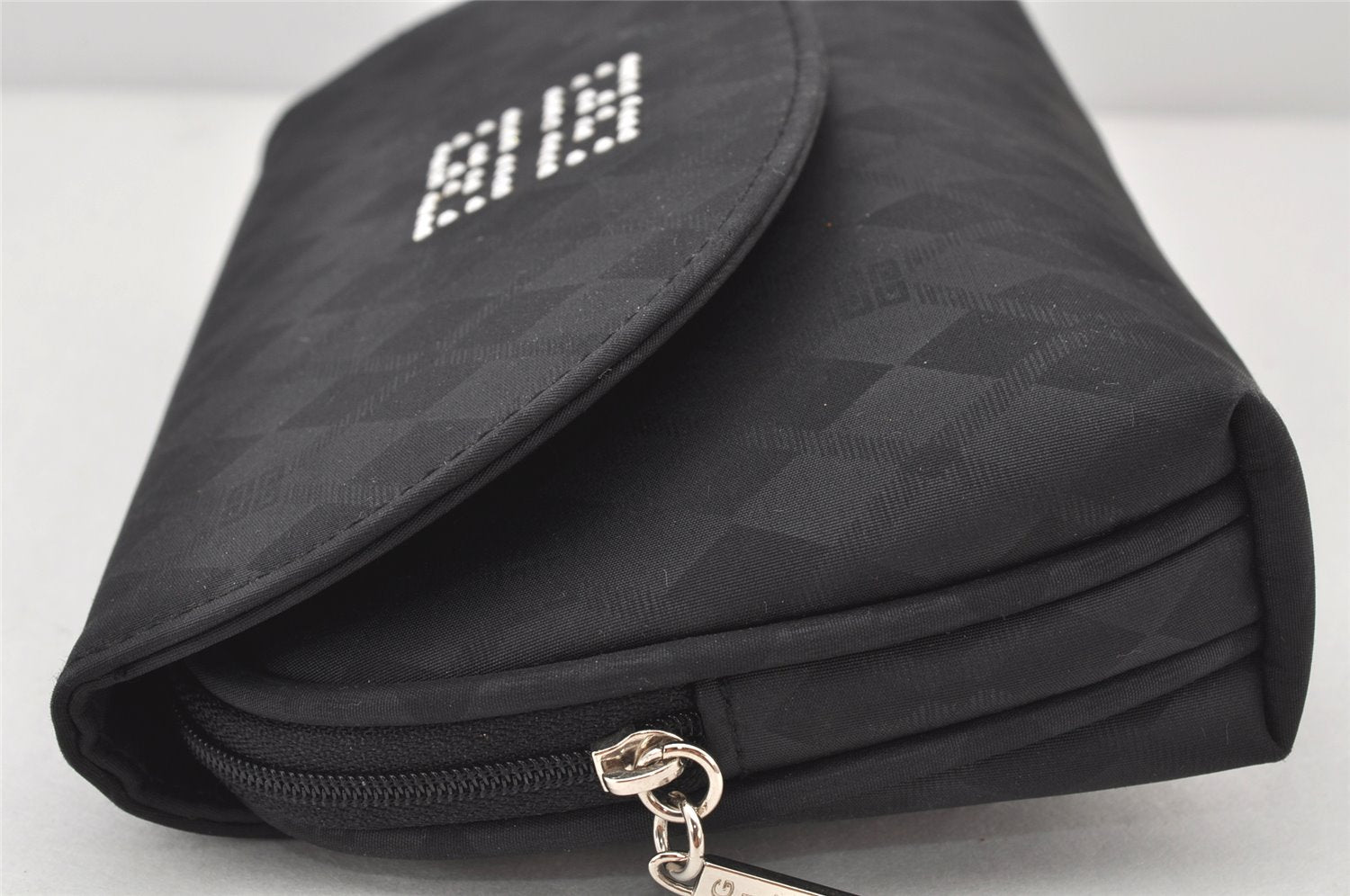 Authentic GIVENCHY Nylon Rhinestone Cometic Pouch Purse Black 4326K