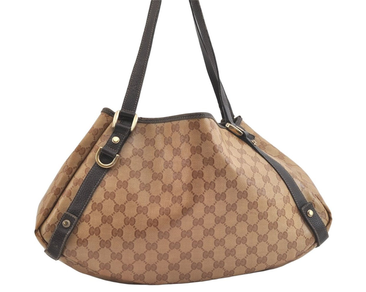 Authentic GUCCI GG Crystal Abbey Tote Bag PVC Leather 293578 Brown 4330K