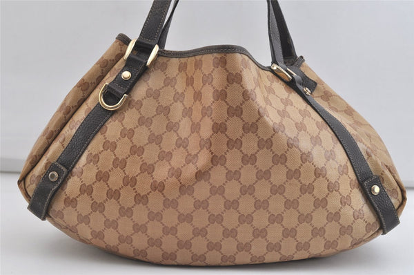 Authentic GUCCI GG Crystal Abbey Tote Bag PVC Leather 293578 Brown 4330K