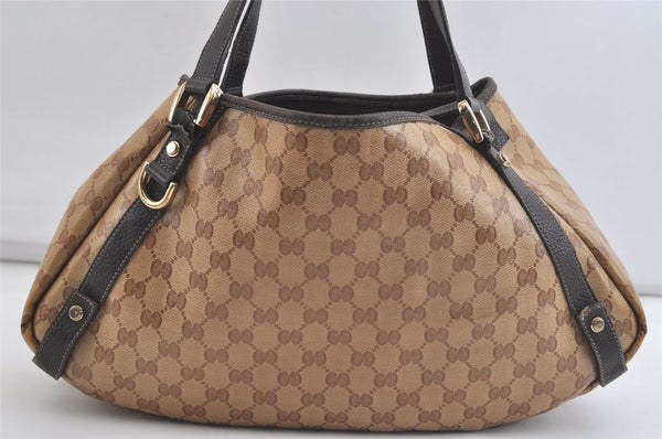 Authentic GUCCI GG Crystal Abbey Tote Bag PVC Leather 293578 Brown 4330K