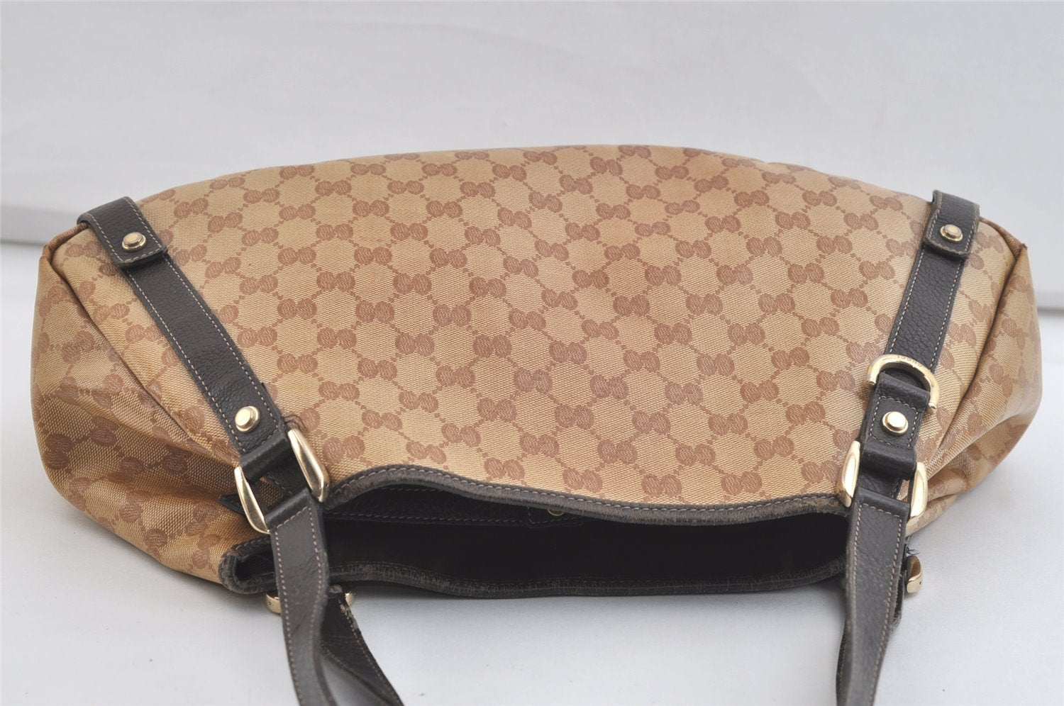 Authentic GUCCI GG Crystal Abbey Tote Bag PVC Leather 293578 Brown 4330K