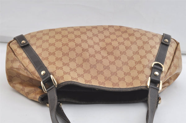 Authentic GUCCI GG Crystal Abbey Tote Bag PVC Leather 293578 Brown 4330K