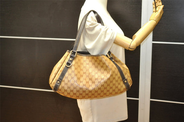 Authentic GUCCI GG Crystal Abbey Tote Bag PVC Leather 293578 Brown 4330K