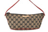 Authentic GUCCI Hand Bag Pouch Purse GG Canvas Leather 0391103 Black Red 4331K