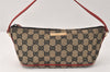 Authentic GUCCI Hand Bag Pouch Purse GG Canvas Leather 0391103 Black Red 4331K