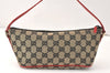 Authentic GUCCI Hand Bag Pouch Purse GG Canvas Leather 0391103 Black Red 4331K