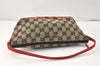Authentic GUCCI Hand Bag Pouch Purse GG Canvas Leather 0391103 Black Red 4331K