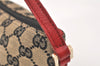 Authentic GUCCI Hand Bag Pouch Purse GG Canvas Leather 0391103 Black Red 4331K