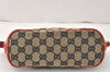 Authentic GUCCI Hand Bag Pouch Purse GG Canvas Leather 0391103 Black Red 4331K