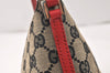 Authentic GUCCI Hand Bag Pouch Purse GG Canvas Leather 0391103 Black Red 4331K