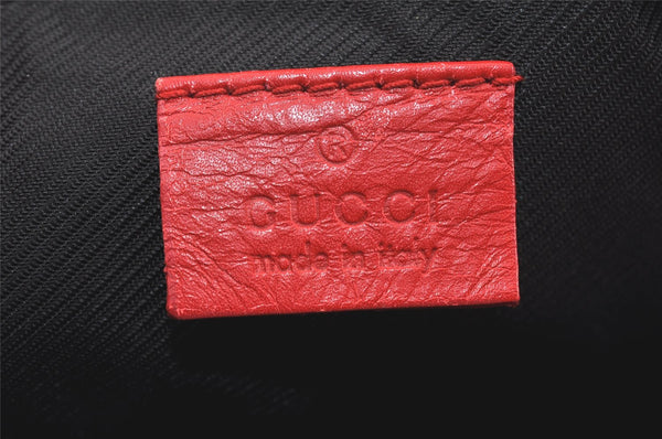 Authentic GUCCI Hand Bag Pouch Purse GG Canvas Leather 0391103 Black Red 4331K