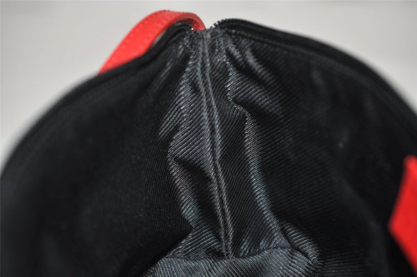 Authentic GUCCI Hand Bag Pouch Purse GG Canvas Leather 0391103 Black Red 4331K