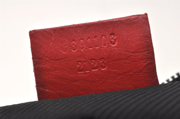 Authentic GUCCI Hand Bag Pouch Purse GG Canvas Leather 0391103 Black Red 4331K