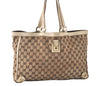 Authentic GUCCI Abbey Hand Tote Bag GG Canvas Leather 141472 Brown Junk 4332K