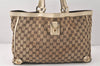 Authentic GUCCI Abbey Hand Tote Bag GG Canvas Leather 141472 Brown Junk 4332K