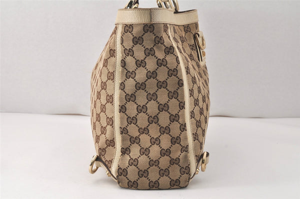 Authentic GUCCI Abbey Hand Tote Bag GG Canvas Leather 141472 Brown Junk 4332K