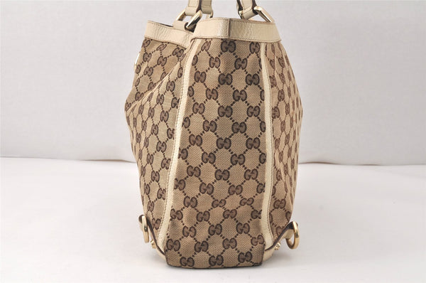 Authentic GUCCI Abbey Hand Tote Bag GG Canvas Leather 141472 Brown Junk 4332K