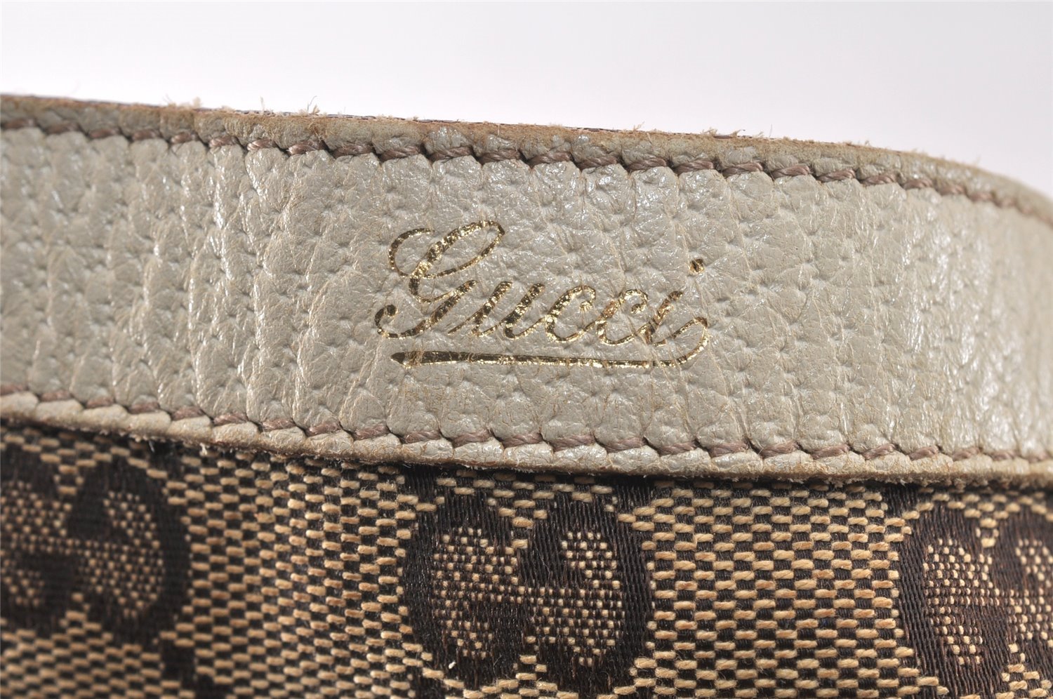 Authentic GUCCI Abbey Hand Tote Bag GG Canvas Leather 141472 Brown Junk 4332K