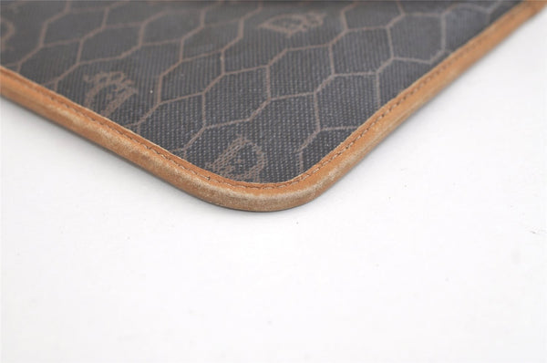 Authentic Christian Dior Honeycomb Clutch Hand Bag Purse PVC Leather Black 4335K