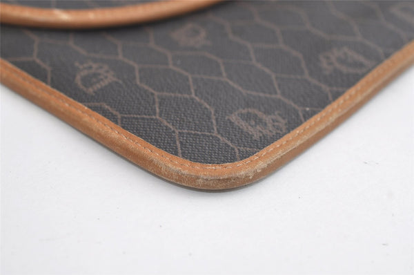 Authentic Christian Dior Honeycomb Clutch Hand Bag Purse PVC Leather Black 4335K