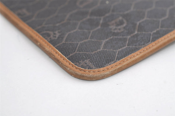 Authentic Christian Dior Honeycomb Clutch Hand Bag Purse PVC Leather Black 4335K