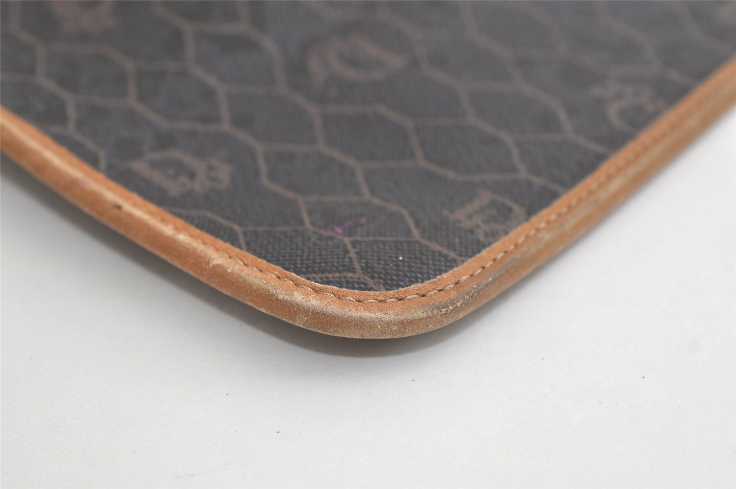 Authentic Christian Dior Honeycomb Clutch Hand Bag Purse PVC Leather Black 4335K