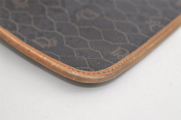 Authentic Christian Dior Honeycomb Clutch Hand Bag Purse PVC Leather Black 4335K
