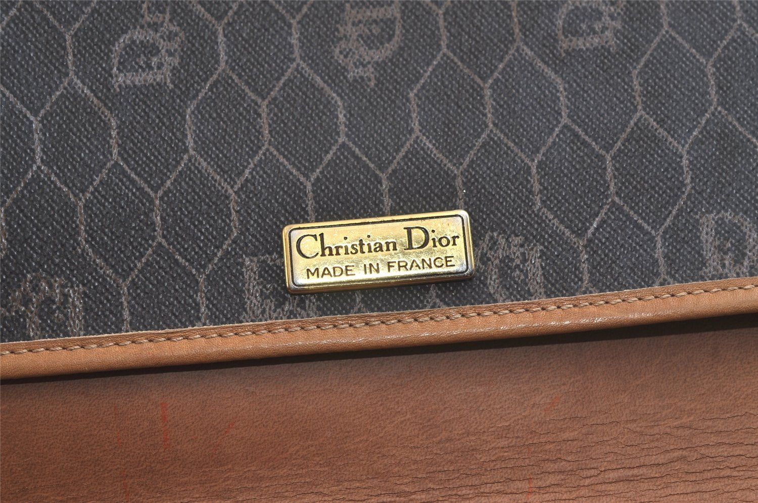 Authentic Christian Dior Honeycomb Clutch Hand Bag Purse PVC Leather Black 4335K