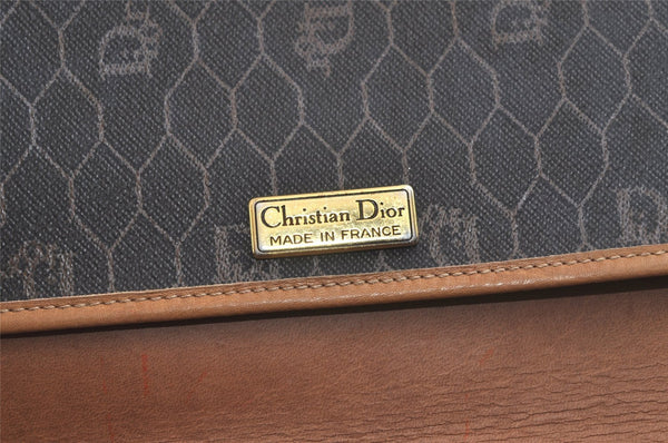 Authentic Christian Dior Honeycomb Clutch Hand Bag Purse PVC Leather Black 4335K