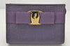 Authentic Salvatore Ferragamo Vara Pouch Purse Leather Purple SF Box Junk 4336K