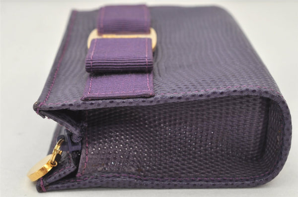 Authentic Salvatore Ferragamo Vara Pouch Purse Leather Purple SF Box Junk 4336K