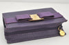 Authentic Salvatore Ferragamo Vara Pouch Purse Leather Purple SF Box Junk 4336K