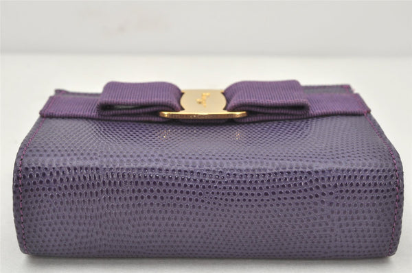 Authentic Salvatore Ferragamo Vara Pouch Purse Leather Purple SF Box Junk 4336K